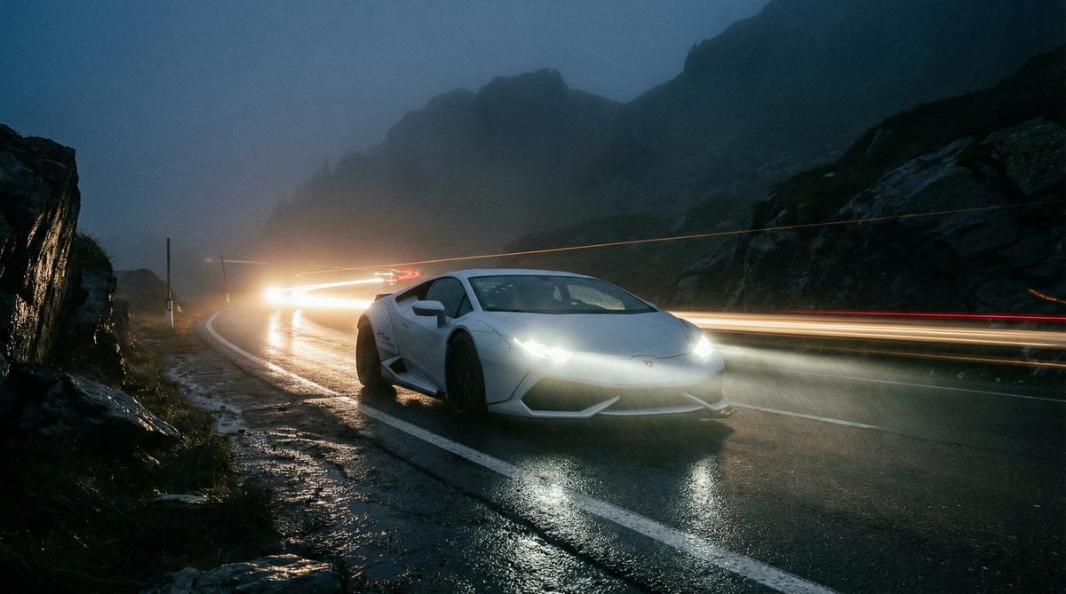 同人动漫汽车改装视频-夜间山路宽体跑车实拍